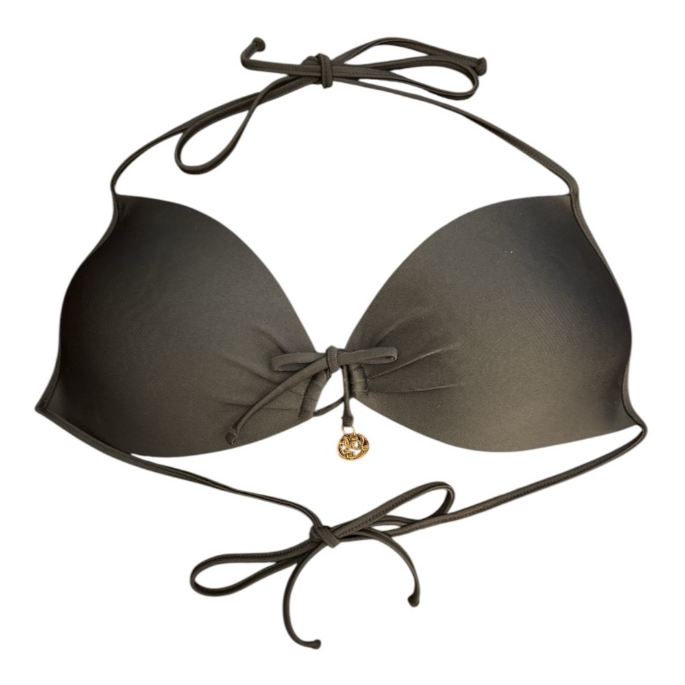 Luli Fama Miami Cosita Buena XL Molded Push-Up Bandeau Halter Bikini Top Gray